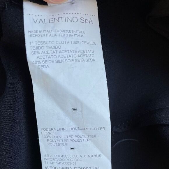 VALENTINO SpA Womens Solid Black Silk-Blend Dress Pants Sz 10 Accordion Pleats - Picture 7 of 8